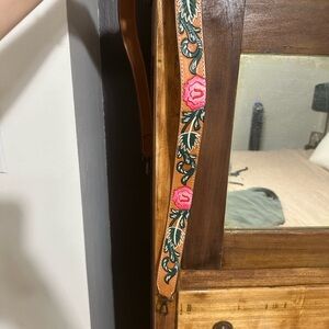 Floral Embroidered Leather Strap